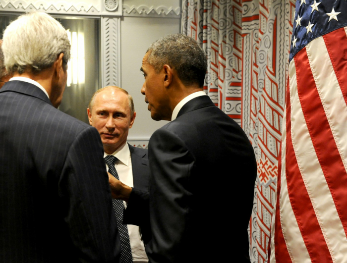 Barack Obama møter Vladimir Putin for Syriadiskusjon, 29. September 2015				Foto: Kremlin