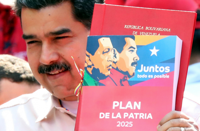 Venezuelas president Nicolas Maduro presenterte 6. April Patria-planen under et arrangement i Caracas																							REUTERS/Manaure Quintero