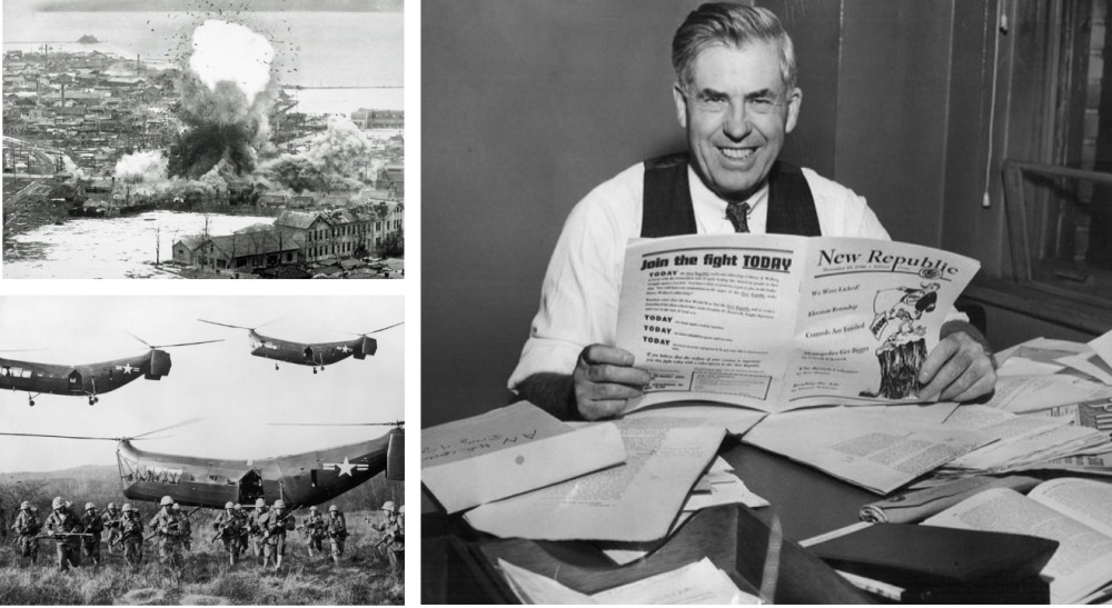 Øverst: USA National Archives. Bildet har teksten: B-26 Invader light bombers. Wonsan, North Korea. Air Force.: ca. 1951Nederst: Tallene for hvor mange som har omkommet under Koreakrigen varierer fra 2 til over 3 millioner. De fleste kildene mener tallet ligger rundt 2,5 millioner. Vel 800 000 soldater døde som følge av krigen (Kina ca. 170 000, Nord-Korea ca. 350 000, Sør-Korea ca. 220 000, FN-styrkene ca. 55 000), mens over halvannen million koreanske sivile ble drept (Nord-Korea mellom 700 000 og 1 000 000 og Sør-Korea ca. 550 000).(Wikipedia)Til høyre: Henry Agard Wallace var en amerikansk demokratisk politiker. Han var landbruksminister 1933–1940, visepresident 1941–1945 og handelsminister 1945–1946. Han var kjent for sine venstresympatier (Fra Wikipedia)