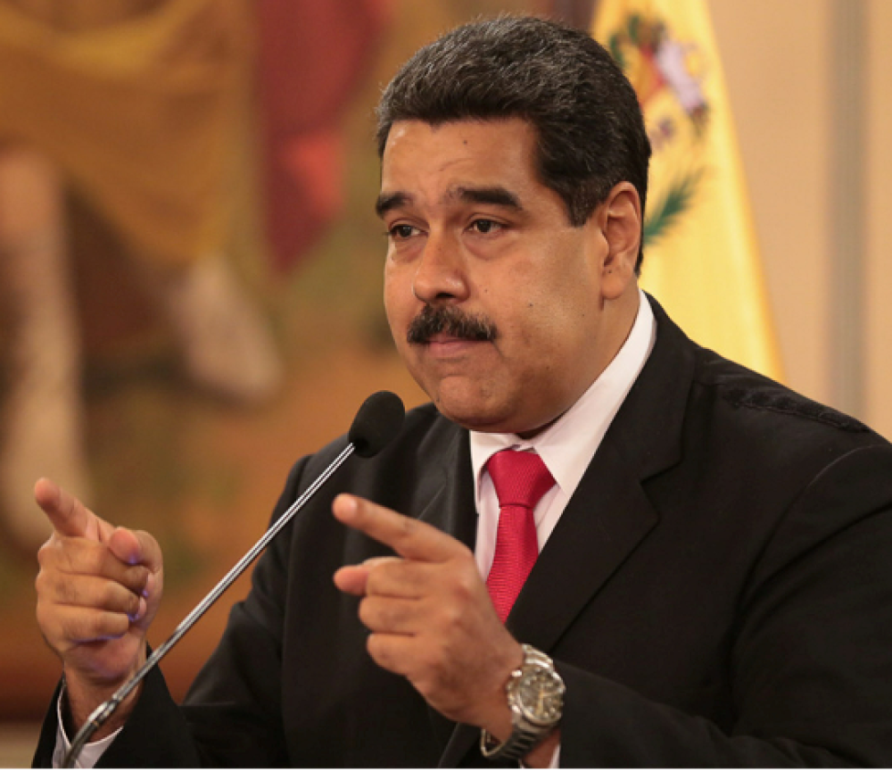 Illustrasjonsfoto: President Nicolas Maduro under en tale i Miraflorespalasset i Caracas i august. 															Miraflores Palace/Handout 