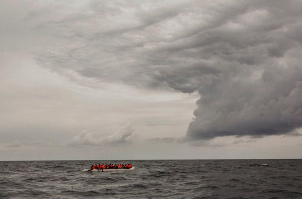 Flyktningebåt ved den spanske kysten.