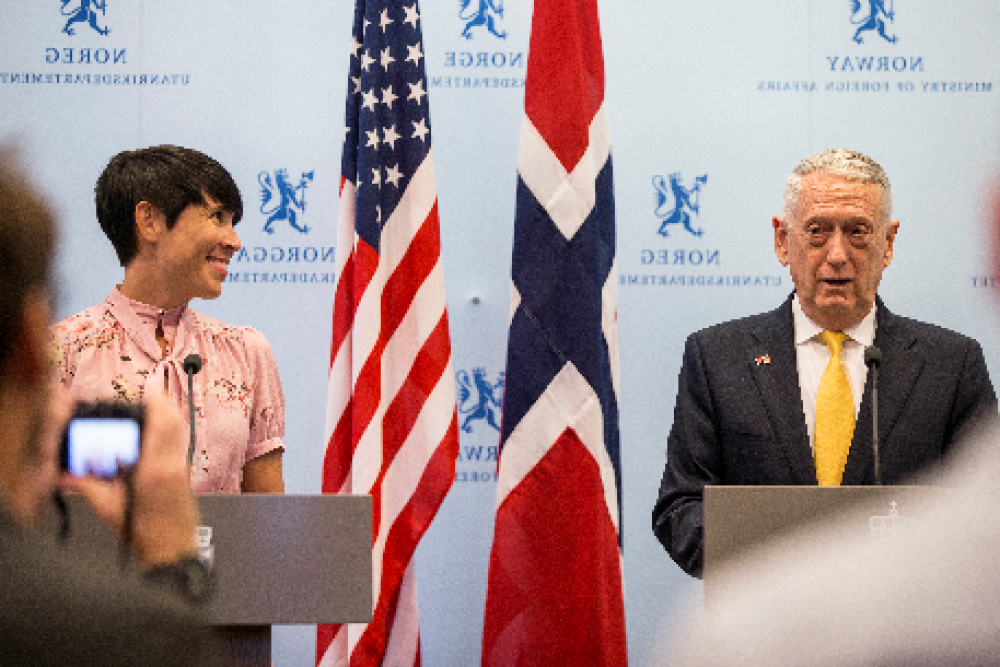 Den amerikanske forsvarsministeren James N. Mattis besøker Oslo for å ha samtaler med utenriksminister Ine Eriksen Søreide 																Foto: Trond Reidar Teigen / NTB scanpix